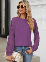 Round Neck Lace Long Sleeve Top