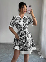 Floral Print Button-Front Shirt Dress