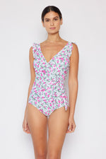 Marina West Swim Full Size Float On Ruffle Faux Wrap One-Piece in Roses Off-White - Ladyez