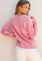 Daisy Notched Long Sleeve Sweater