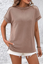 Mandy Striped Round Neck Short Sleeve T-Shirt - Ladyez
