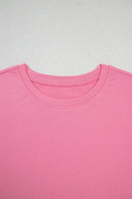 Braided Cap Sleeve Crew Neck T Shirt