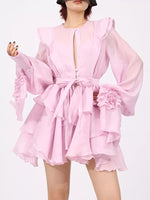 Ruffled Layered Long Sleeve Mini Dress