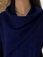 Full Size Solid Color Cowl Neck Sweater Plus Size