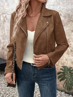 Zip Up Suede Cropped Moto Jacket