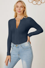 Zip Up Long Sleeve Bodysuit - Ladyez
