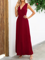Surplice Neck Sleeveless Maxi Dress - Ladyez