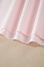 Stripe Contrast Trim V Neck Flutter Sleeve Blouse