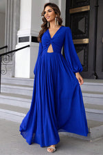 Twist Front Cutout Long Sleeve Dress - Ladyez