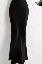 Pearl Strap Cowl Neck Satin Maxi Dress