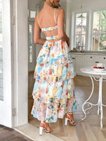 Floral Print Layered Maxi Cami Dress - Ladyez