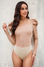 Mock Neck Puff Sleeve Bodysuit - Ladyez