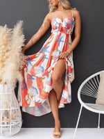 Printed Spaghetti Strap Maxi Dress with Pockets - Ladyez