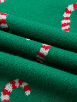 Christmas Candy Cane Holiday Drop Shoulder Sweater
