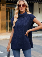 Side Slit Turtleneck Sweater Vest