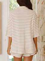 Striped Half Sleeve Top and Shorts Set