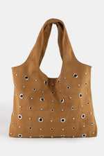 Fame Large Grommeted Suede Shoulder Bag
