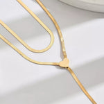 2 Piece 18K Gold-Plated Heart Necklace