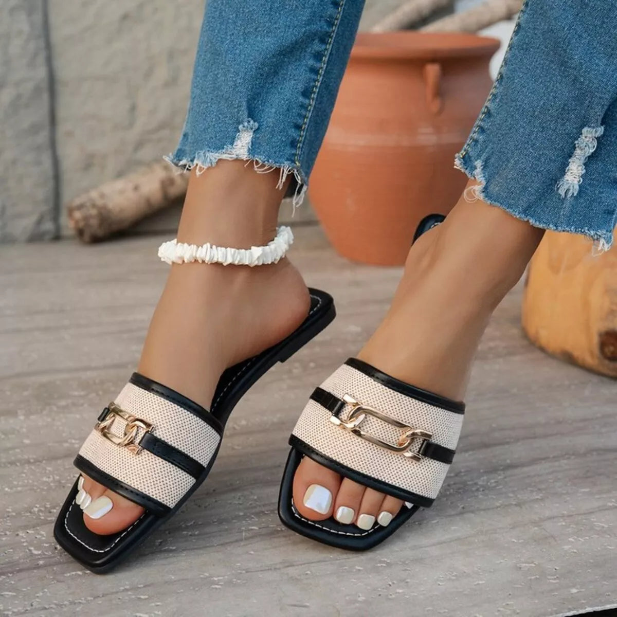 Open Toe Flats Sandals