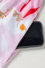 Floral Print Knotted Shoulder Smocked Maxi Dress