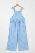 Checkered Pocketed Wide Leg Overalls - Ladyez