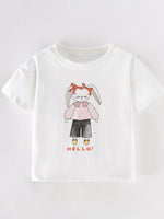 Children's Cute Bunny Graphic Short Sleeve T-Shirt