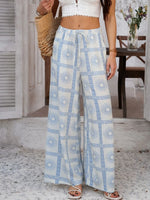 Devine Drawstring Printed Wide Leg Pants
