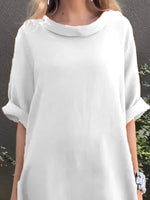 Full Size Casual Loose Fit Round Neck Midi Dress Plus Size