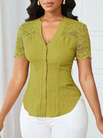 Lace Sleeve Button Up Shirt