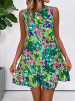 Printed Sleeveless Summer Mini Dress - Ladyez