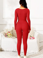 Scoop Neck Long Sleeve Active Jumpsuit - Ladyez