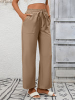 Casual Drawstring Wide Leg Pants
