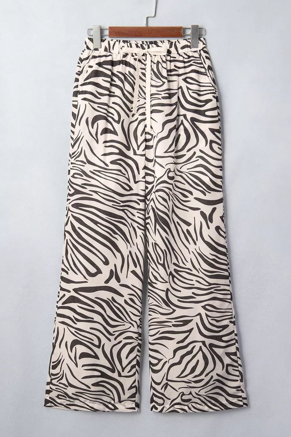 Multicolour Western Print Zebra Pattern Elastic Waist Pocket Pants