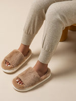 Fluffy Open Toe Comfort Slippers - Ladyez