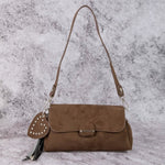Fame Heart And Tassel Accent Suede Shoulder Bag