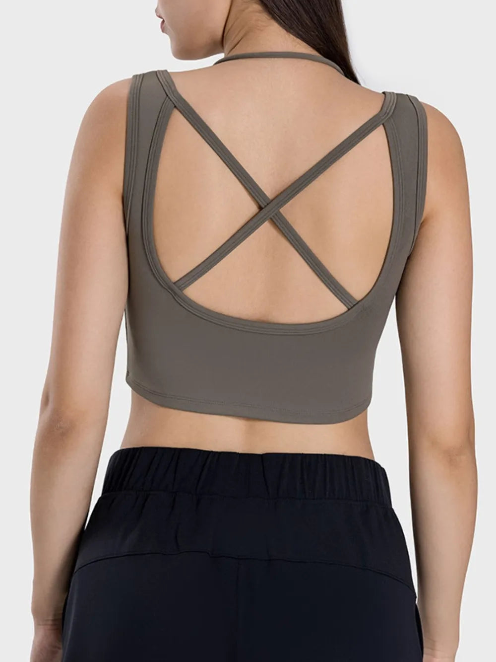 Millennia Crisscross Square Neck Active Tank - Ladyez