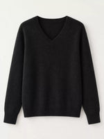 V-Neck Solid Color Sweater