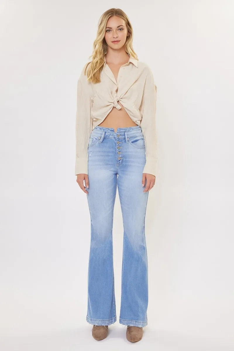 Kancan Curvy High Rise Flare Jeans - Ladyez