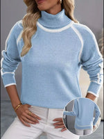 Full Size Turtleneck Contrast Trim Sweater Plus Size