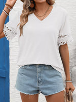 V-Neck Hollow-Out Sleeve T-Shirt