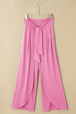 Knotted Waist Split Leg Relaxed Pants