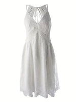 Eyelet Lace V-Neck Mini Dress