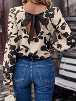 Floral Print Bow Back Blouse