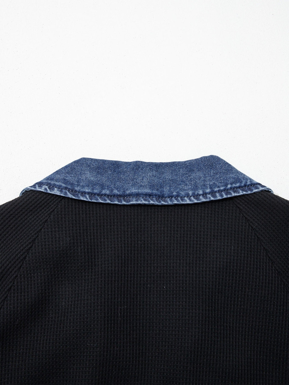 Denim Trim Button Detail Top