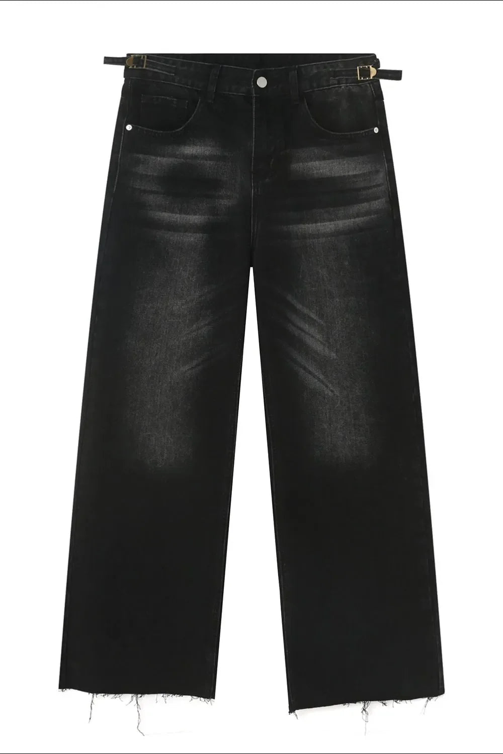 Raw Hem Straight Leg Jeans