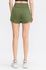Wide Waistband Sports Shorts with Pockets - Ladyez