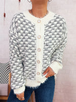 Fluffy Textured Button-Up Cardigan