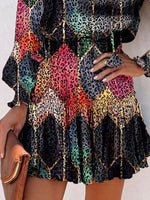 Tie Neck Lantern Sleeve Dress