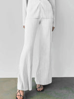 Texture Long Sleeve Top and Pants Lounge Set - Ladyez