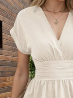 Surplice Short Sleeve Blouse - Ladyez